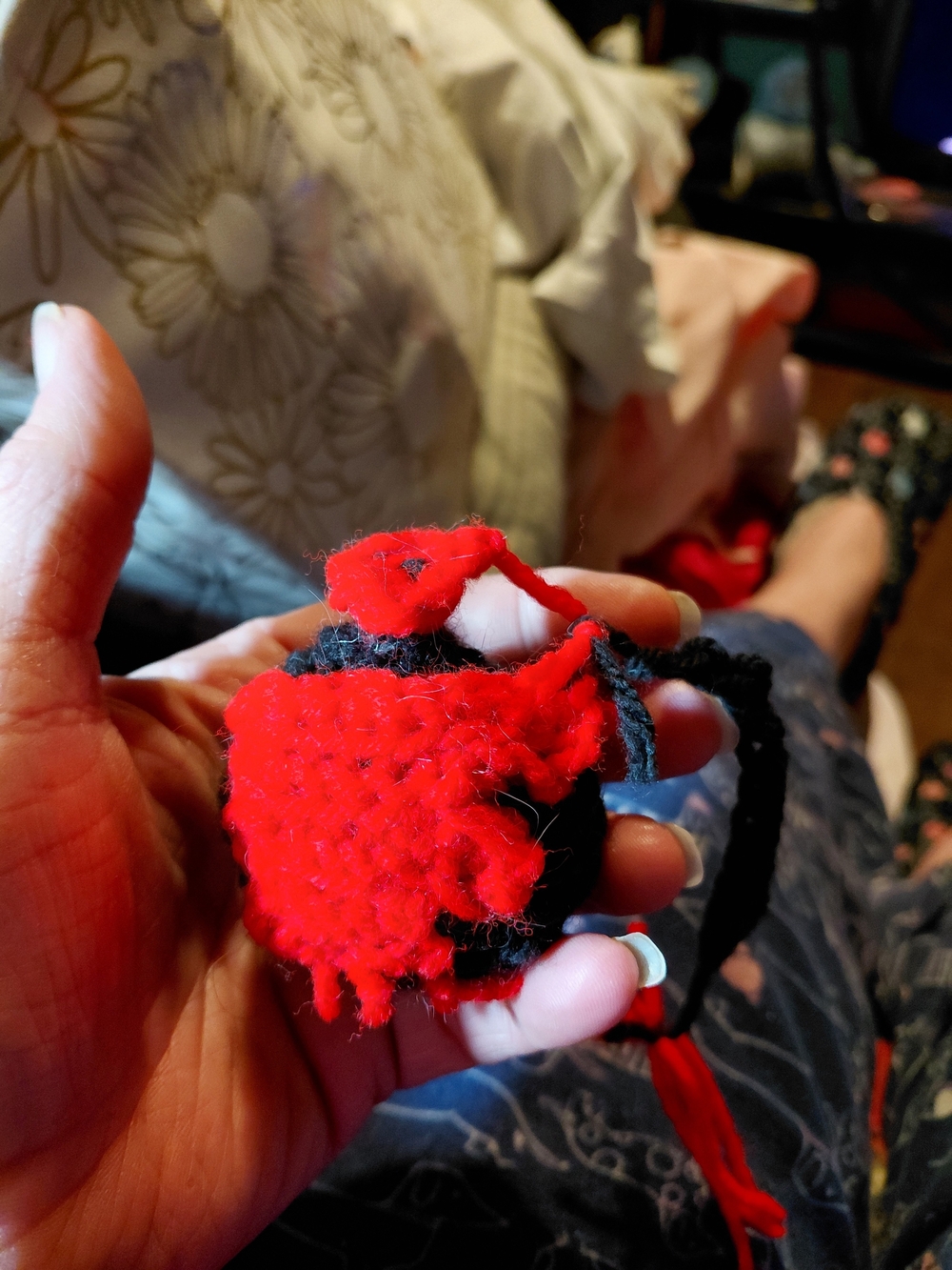 Handmade Red and Black Crochet F Bomb